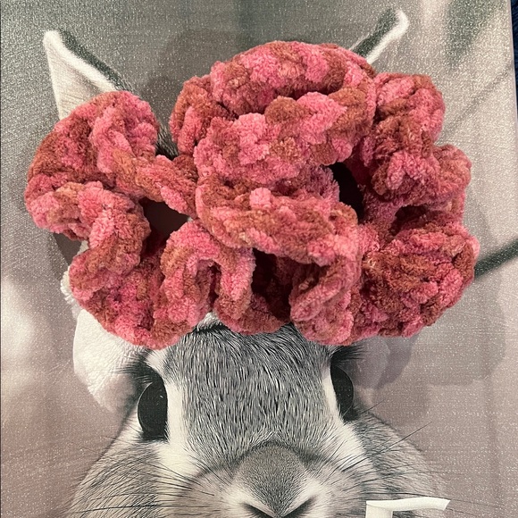 Hand Crafted Accessories - Set of 2 Raspberry Scrunchie
